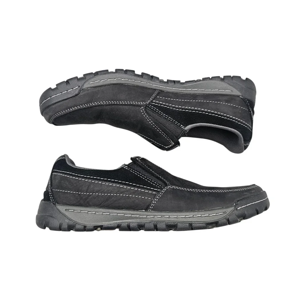 Merrell Men's Size 9 US EUC Traveler Rove Black Leather Slip On Shoes Loafers